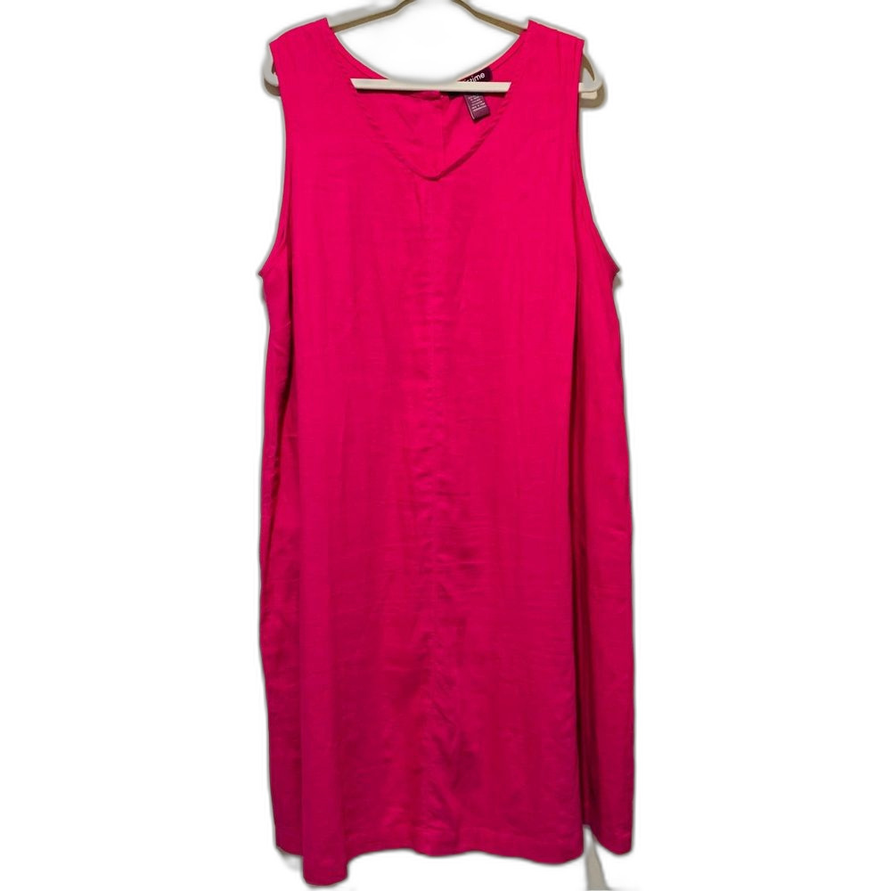Taillissime hot pink linen blend tank dress midi size 22w